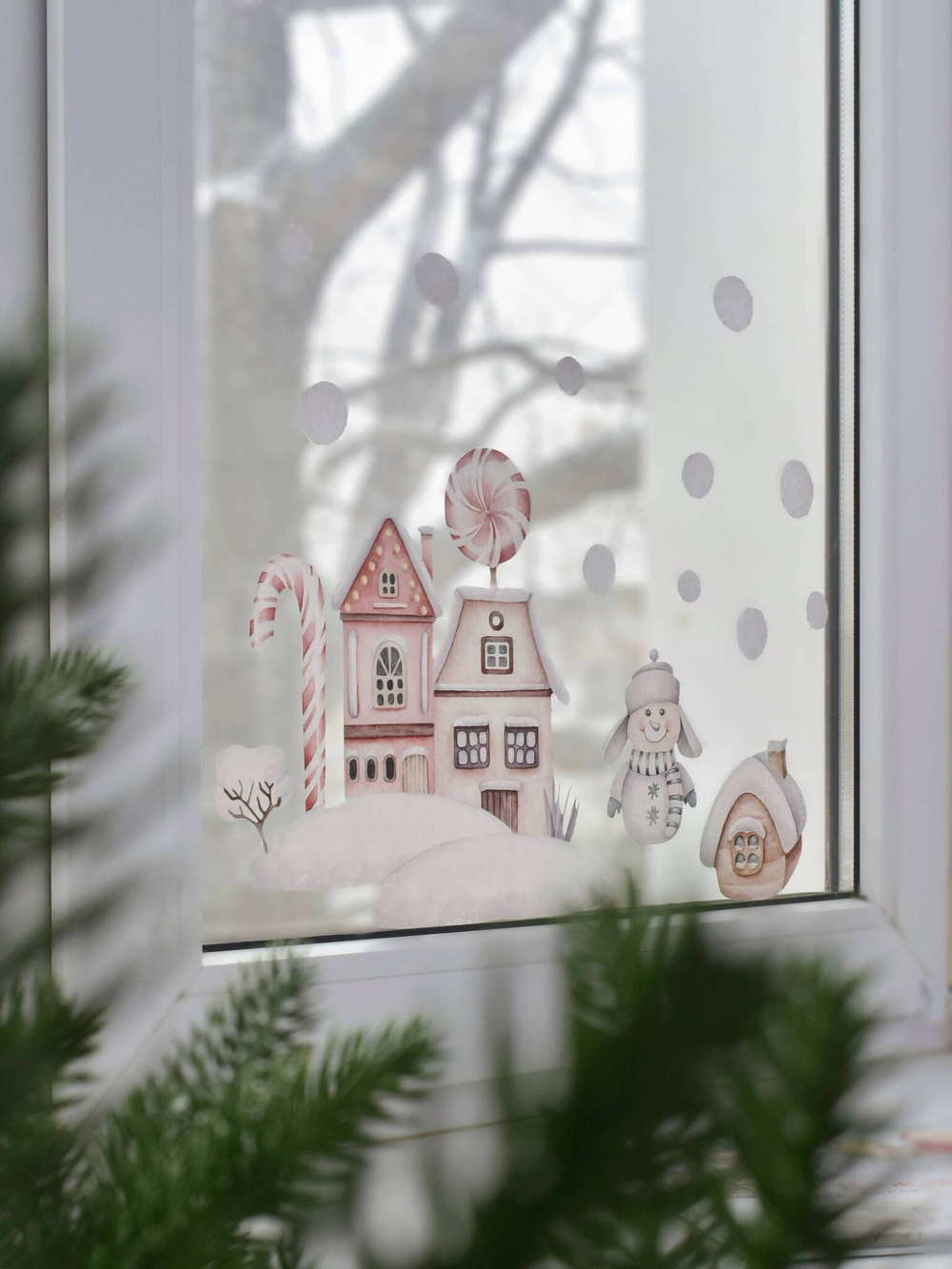 Наклейки для окон, мебели и стен РОЖДЕСТВЕНСКИЕ ДОМИКИ