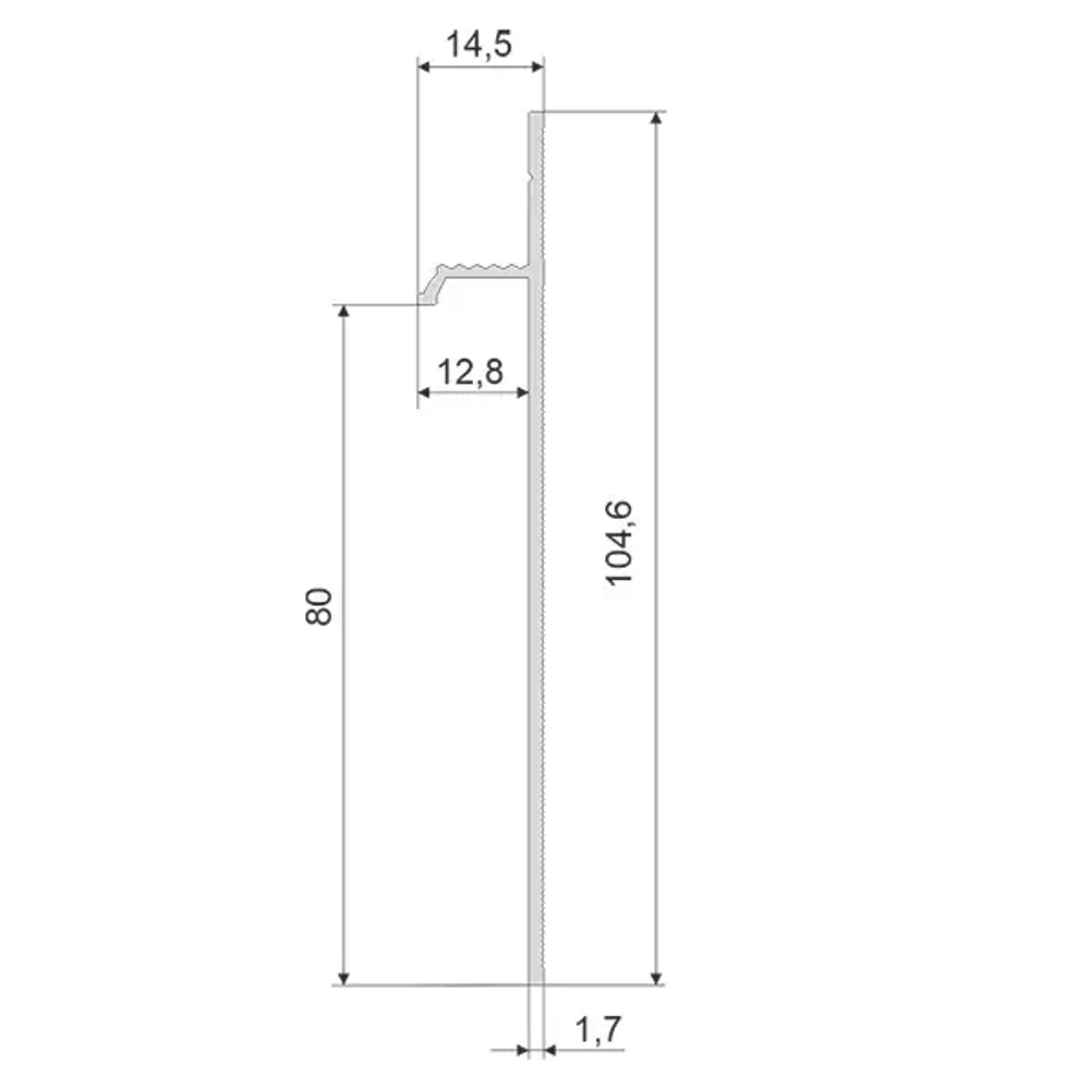 Скрытый плинтус анодированный, в комплекте со вставкой под подсветку 80 мм