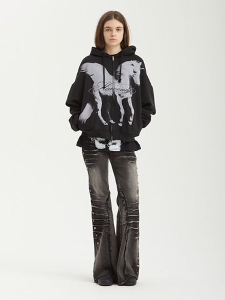 Женская Толстовка Black Unicorn Graphic Oversized Zip Up