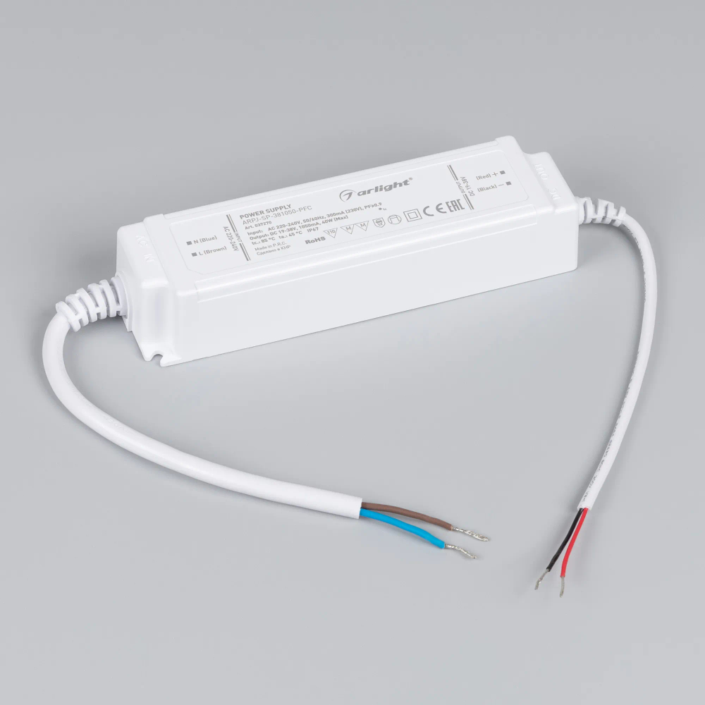 Блок питания ARPJ-SP-381050-PFC (40W, 19-38V, 1.05A) (Arlight, IP67 Пластик, 5 лет) 037270