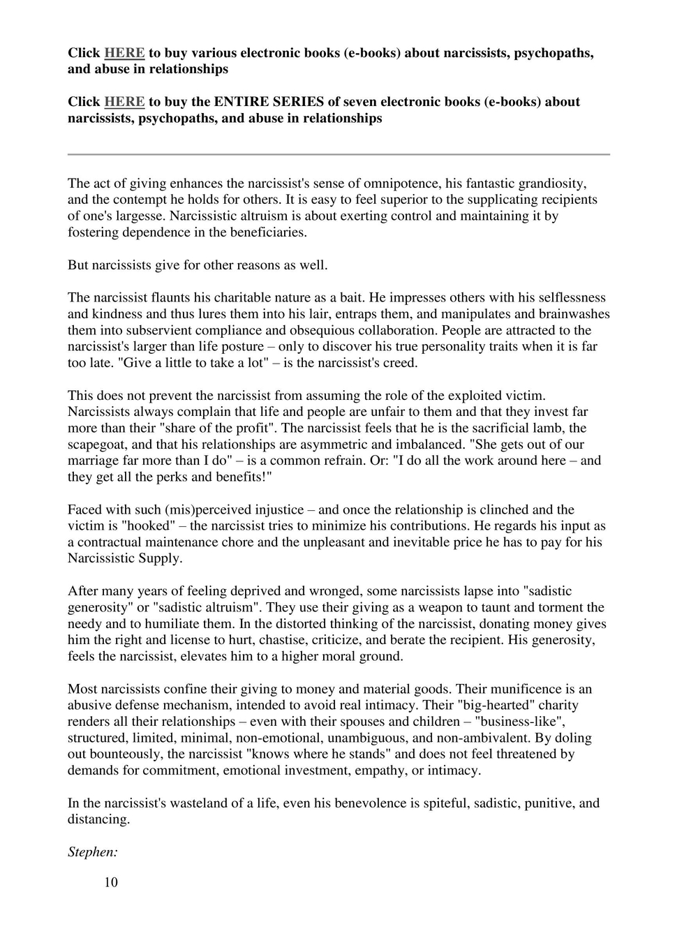 Dialogs about Narcissism | Sam Vaknin; Stephen McDonnell