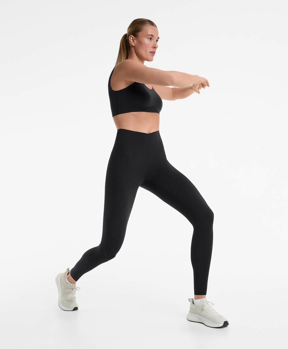 OYSHO Леггинсы длиной до щиколотки 65 см с V-образным вырезом и высокой посадкой, черный