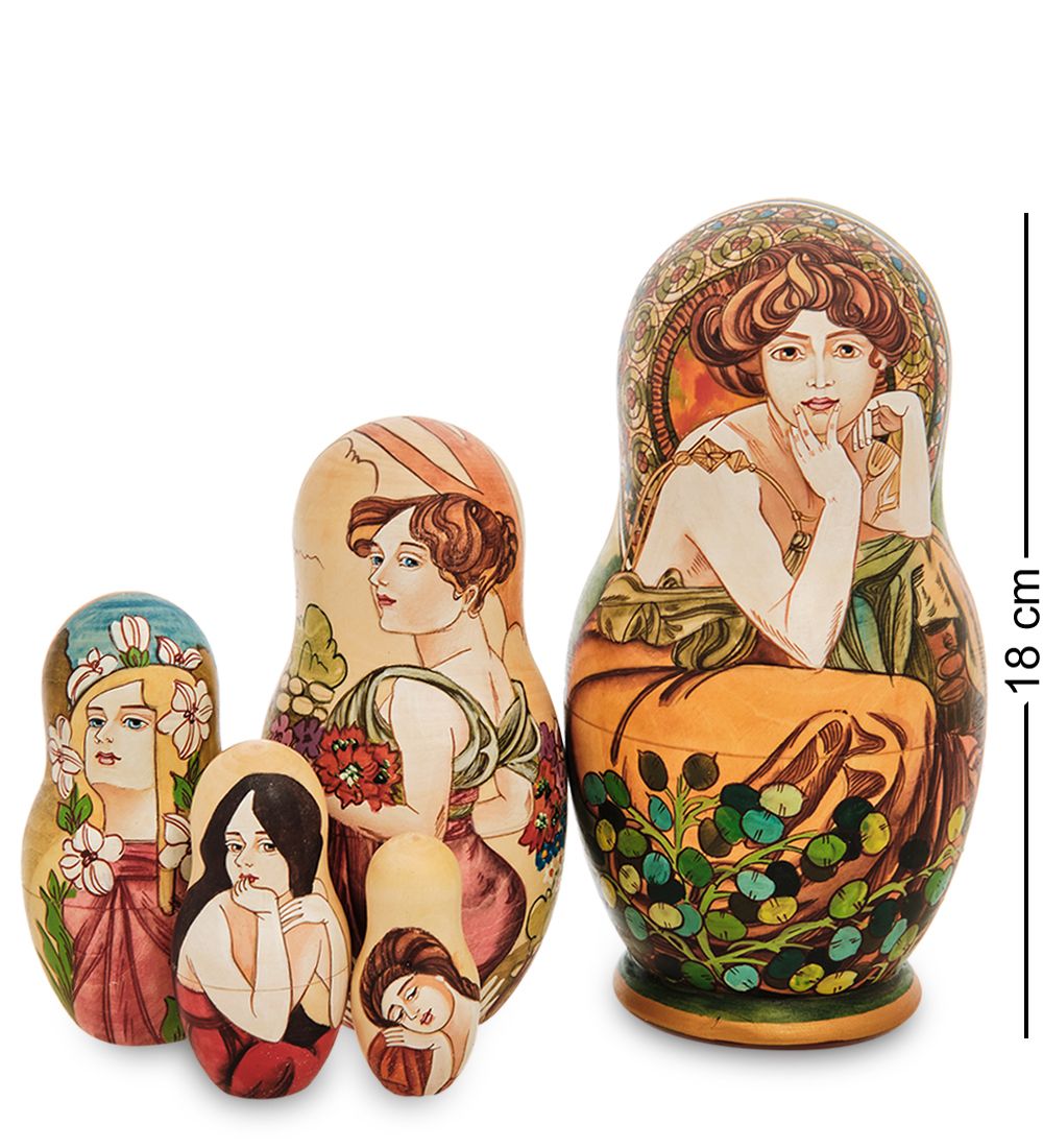 Народные промыслы МР-16/ 5-A Матрешка 5м «Альфонс Муха - Драгоценные камни. Топаз»