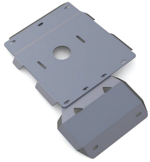 Защита КПП и РК Rival для УАЗ Patriot I рестайлинг (V - все) 2014-2016/УАЗ Patriot I рестайлинг (V - все) МКПП 2016-н.в., алюминий 4 мм, с крепежом, 2 части, 333.6307.1