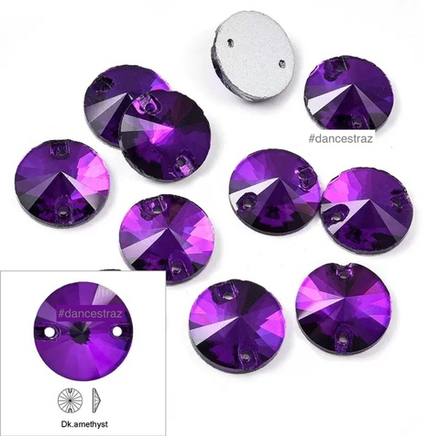 Стразы пришивные, Rivoli, Dark Amethyst (A3), 14mm, (36 ea/pkg), (F2)