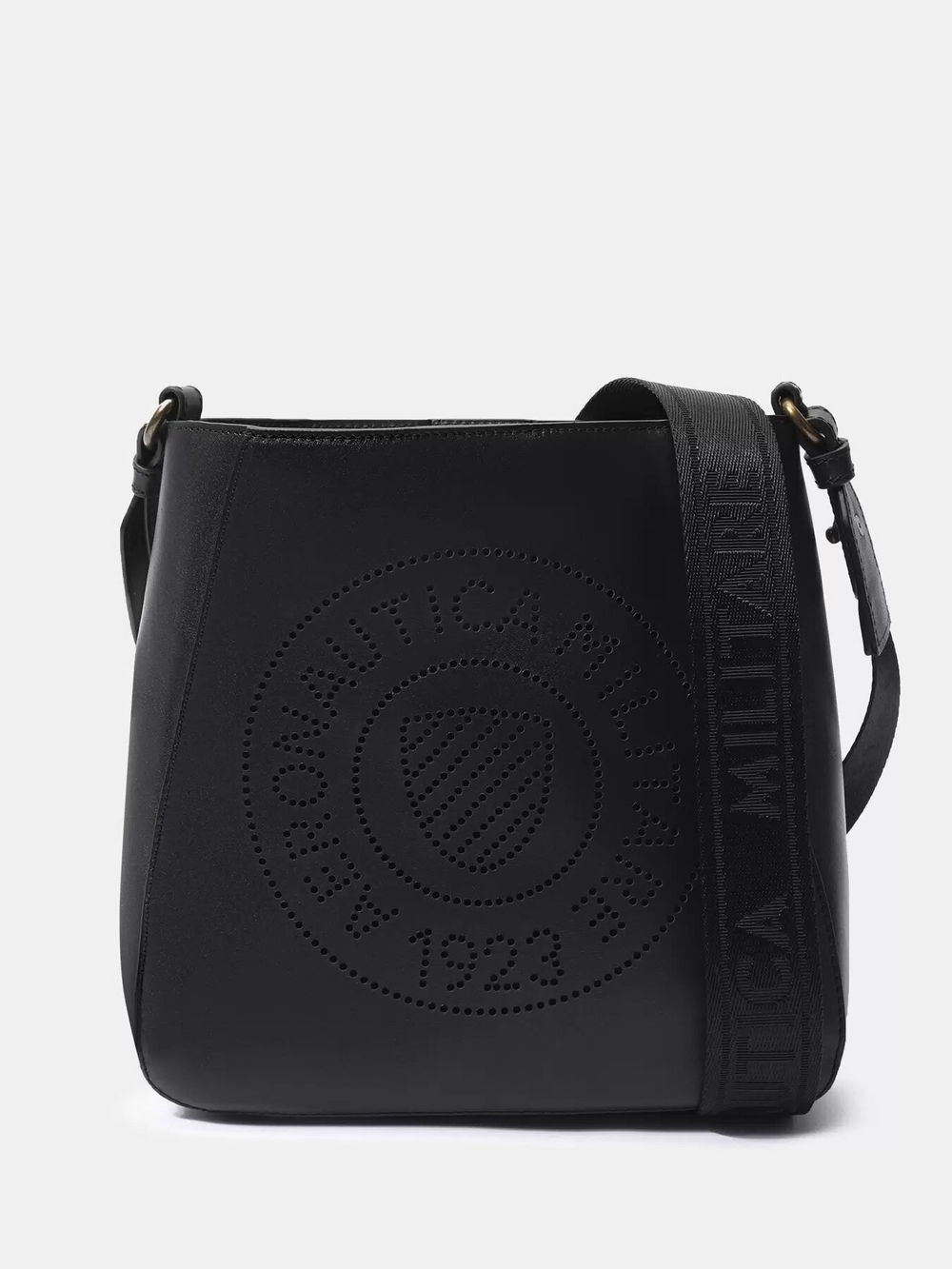 Сумка жен. Aeronautica 1146 черный кожа перфорация