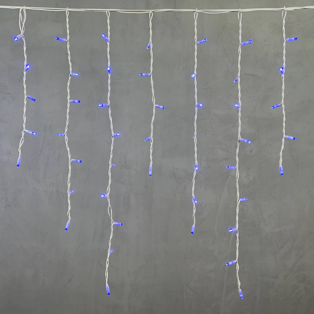 Светодиодная бахрома с колпачком 3,2*0,9 м., 168 синих LED ламп, каучуковый белый провод, LTC (LL168-8-2B)