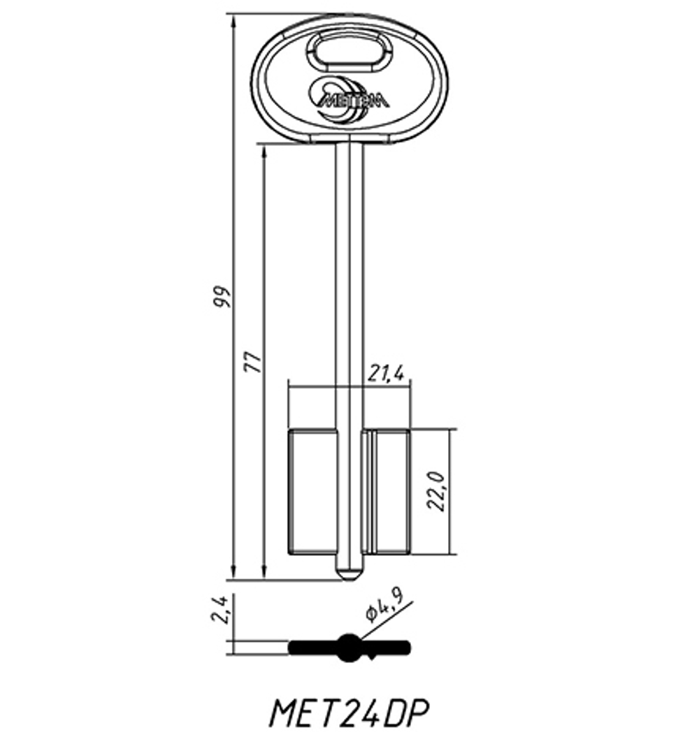Заготовка сувальдного ключа 13018 MET24DP