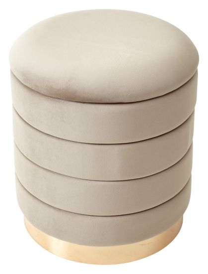 Пуф для гостиной ФРЕД латте #25, велюр / золотой каркас