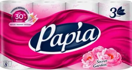 Туалетная Бумага Papia Secret Garden 3 слоя 8 рулонов