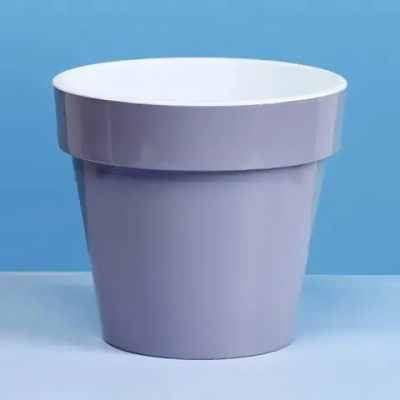 Кашпо для цветов пластиковое 2,4л d-17,5"Порто» со вставкой серый шёлк