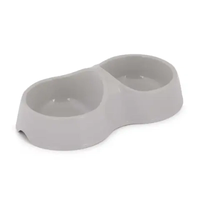 Миска для кошек 0,2л двойная (серый) (комплект 34 шт)