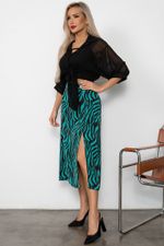 Юбка с разрезом (черный/зеленый) Юб11-20/6 Nikol