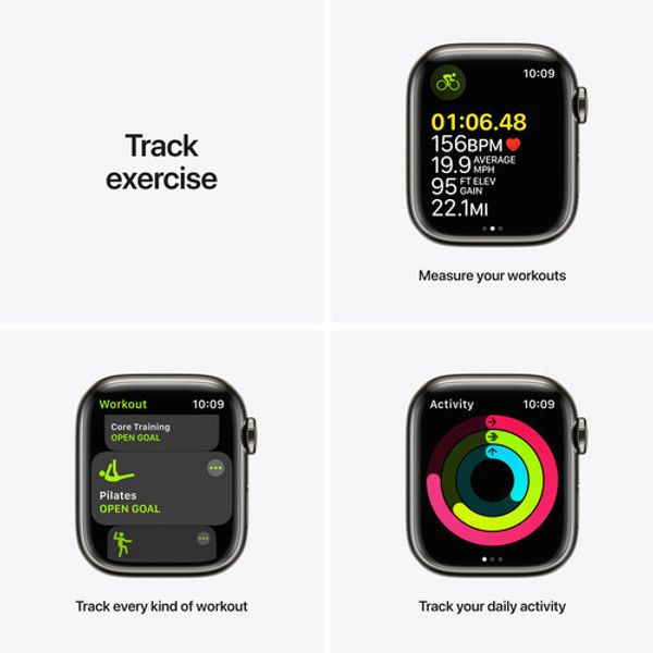 Умные часы Apple Watch Series 7 GPS + Cellular 45mm Stainless Steel with Graphite Milanese Loop, миланская петля графит (MKJJ3, MKL33)