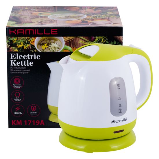 Чайник электрический 1 л. Kamille KM-1719A (белый с салатовым)