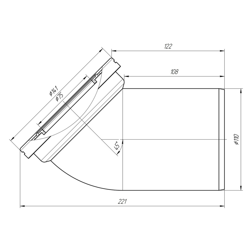 Труба фановая 110*45 град W4220 АНИ пласт
