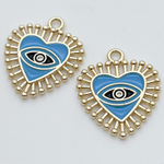 Подвеска Глаз, цвет голубой+золото, размер 24*20 мм, цена за 1 шт