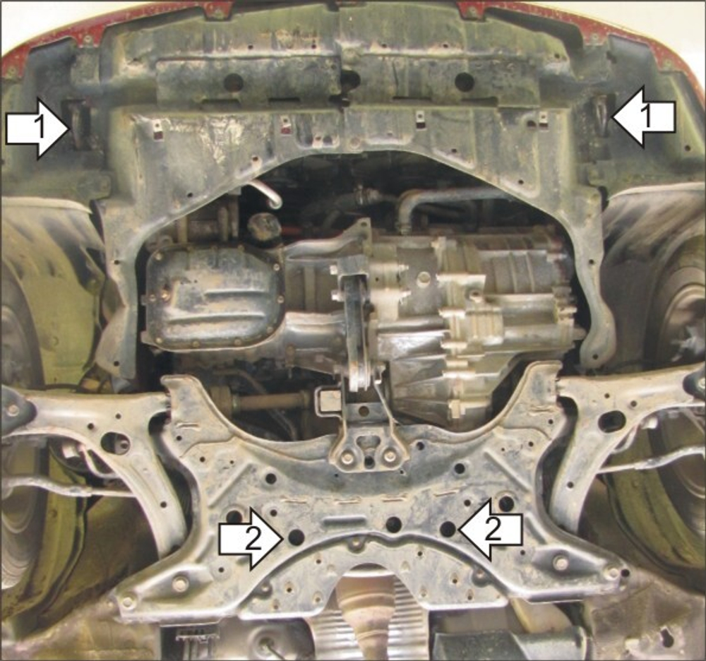 Усиленная защита Motodor картера двигателя, кпп. 2 мм, сталь. для Toyota Prius 2003-2009 арт.02557