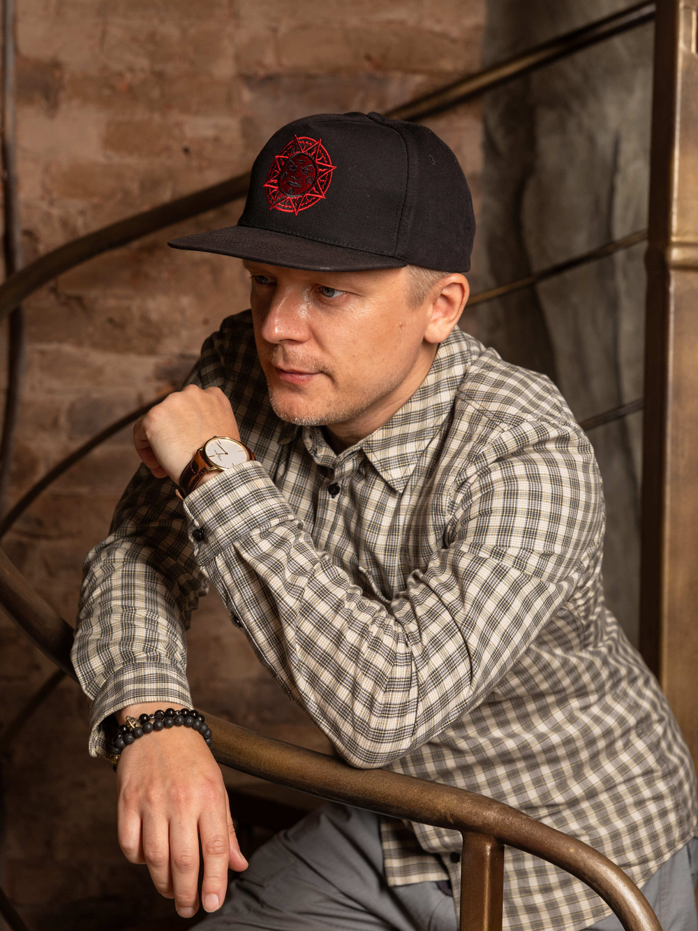 Сорочка Варгградъ мужская серо-бежевая клетка