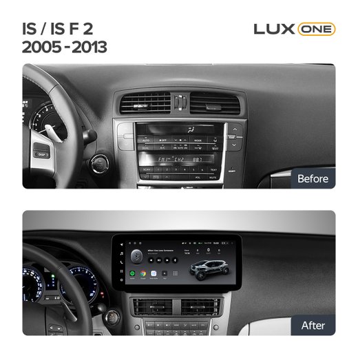 Магнитола для Lexus IS250 XE20 2005-2013 (ШГУ монохром) - Teyes LUX ONE ROUND монитор 12.3" 2K QLED на Android 10, CarPlay, 4G SIM-слот