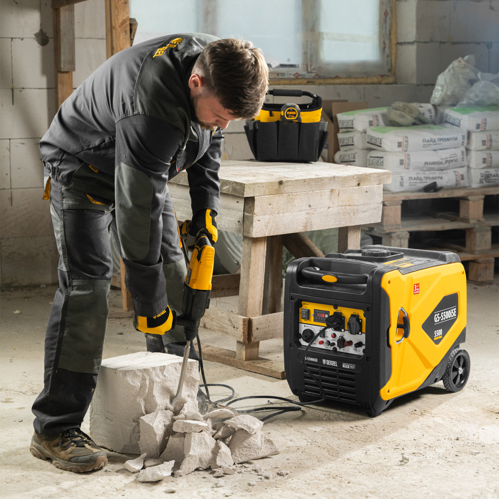 Генератор инверторный GS-5500iSE, 5,5 кВт, 230 В, закрытый корпус,электростартер Denzel