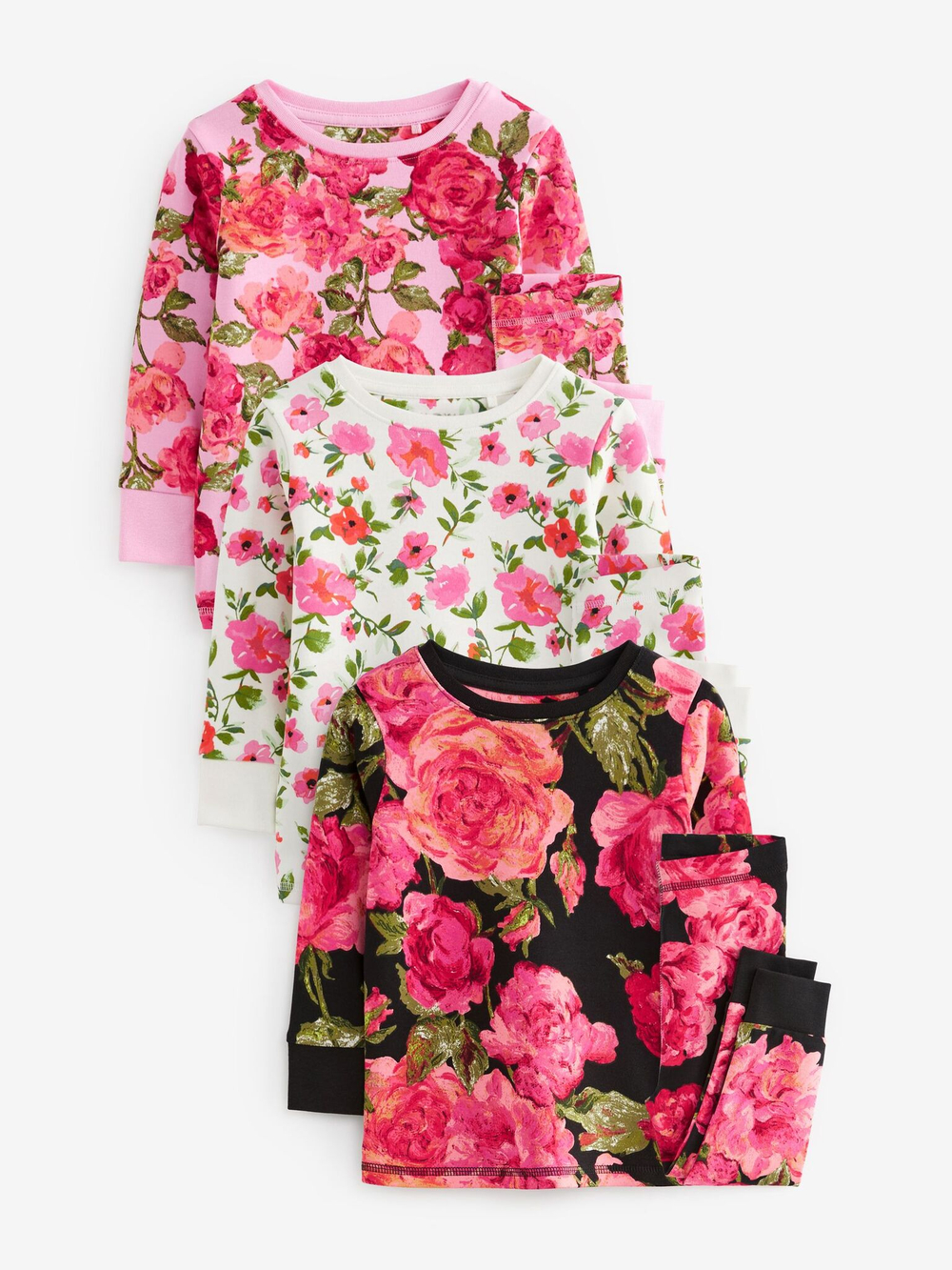 Пижама для девочки Next N97-305, 3 шт., Розовый, Белый, Черный