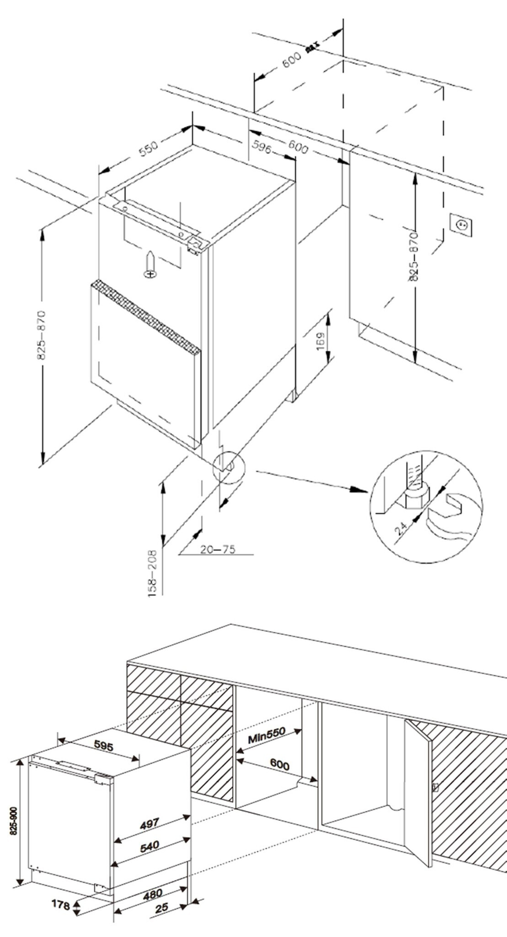 Встраиваемый холодильник Meferi MBR82 LOW FROST LIGHT фото 10