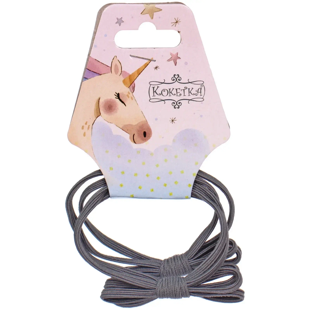 Резинки для волос 2шт «МАРЦИПАН ФЛО», цвет серый, d-5,5см (подвес кокетка Единорог)
