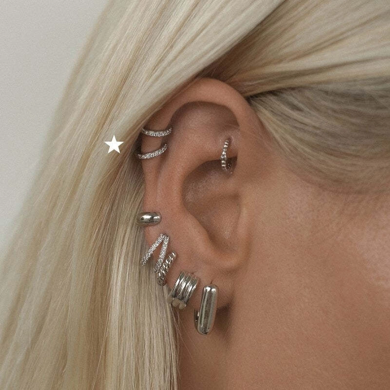 Серьги-кольца Мини Блестящее Бордо – Серебро