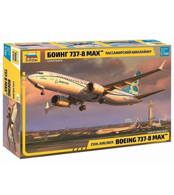 Сборная модель ZVEZDA Пассажирский авиалайнер Боинг 737-8 MAX, 1/144