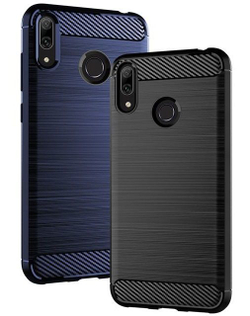 Чехол для Huawei Y7 2019 (Y7 Pro, Y7 Prime) цвет Black (черный), серия Carbon от Caseport