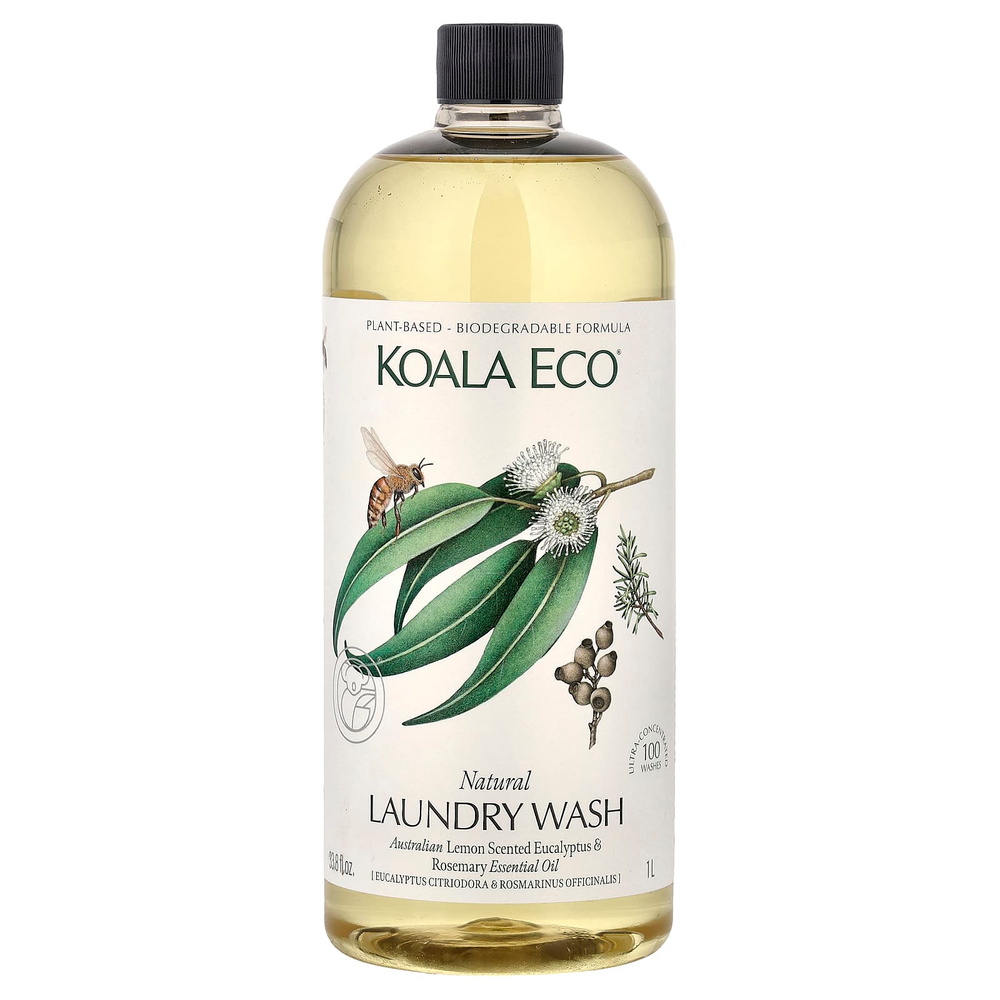 Koala Eco, натуральное средство для стирки, эфирное масло эвкалипта и розмарина с ароматом австралийского лимона, 1 л (33,8 жидк. унции)