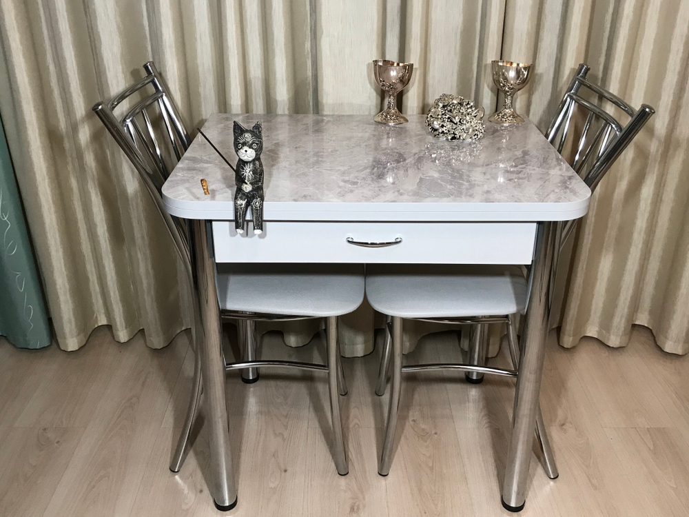 Раскладной стол с ящиком Wide Grey Marble