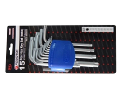 Набор ключей TORX Г-образных с отверстием,15пр.(Т6Н,T7H,T8H,T9H,Т10Н,Т15Н,Т20Н,Т25Н,Т27Н, Т30Н,Т40Н,Т45Н,Т50Н,Т55Н,Т60Н)в пластиковом держателе Forsage F-5151T
