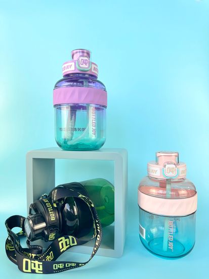 Бутылка для воды Bottled Joy, тритан, 1100 мл, прозрачно-черно-зеленый