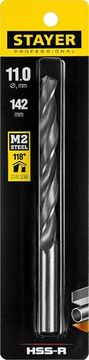 STAYER HSS-R, 11.0 х 142 мм, быстрорежущая сталь P6M5, сверло по металлу, Professional (29602-11)