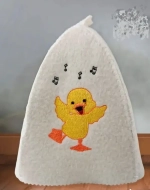Шапка банная детская классическая с вышивкой «Утенок», цвет белый, (без упаковки)