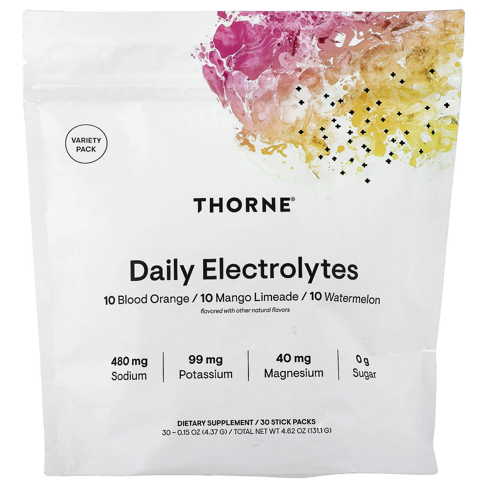 Thorne, ежедневные электролиты, набор разных вкусов, 30 пакетиков по 4,37 г (0,15 унции)