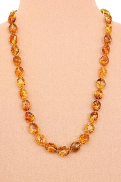 Бусы из натурального янтаря коньячного цвета (7919)