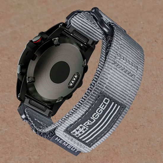 Нейлоновый ремешок Hemsut Rugged 26 мм для Garmin Fenix 7x 6x 5x, Tactix 7 Delta, Enduro 2, Instinct 2X быстросъемный (Серый)
