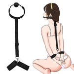 Черный кляп-шар с фиксацией рук за спиной (Цвет: черный)