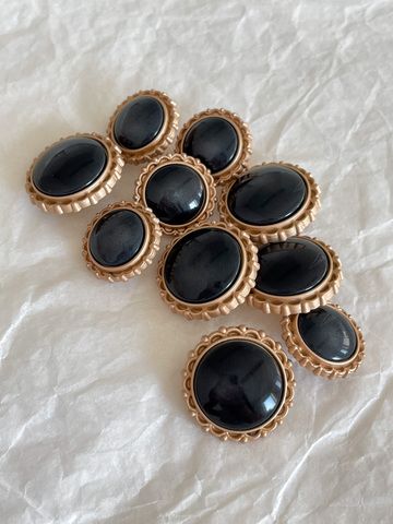 Пуговицы черные глянцевые в матовом золоте