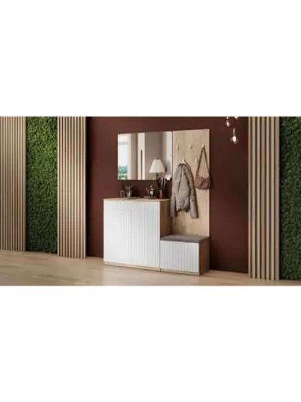 Прихожая с зеркалом Дуб Крафт золотой 145х43х195