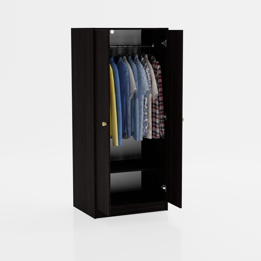 Dipriz Шкаф для одежды 2 двери Марм, 74х55х170 см, со штангой и полкой, ЛДСП черная сосна