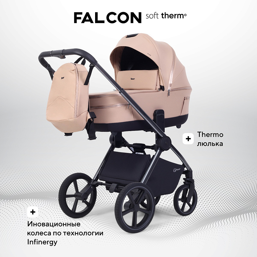 Детская коляска Rant Falcon Soft Therm 3 в 1 с автокреслом Evomax Grey Beige