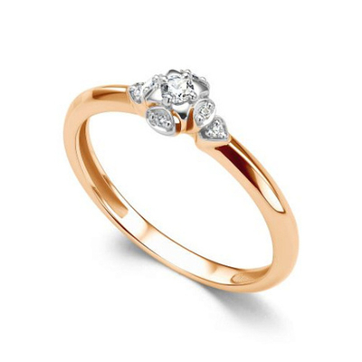 Кольцо из красного золота с бриллиантами 16467-100