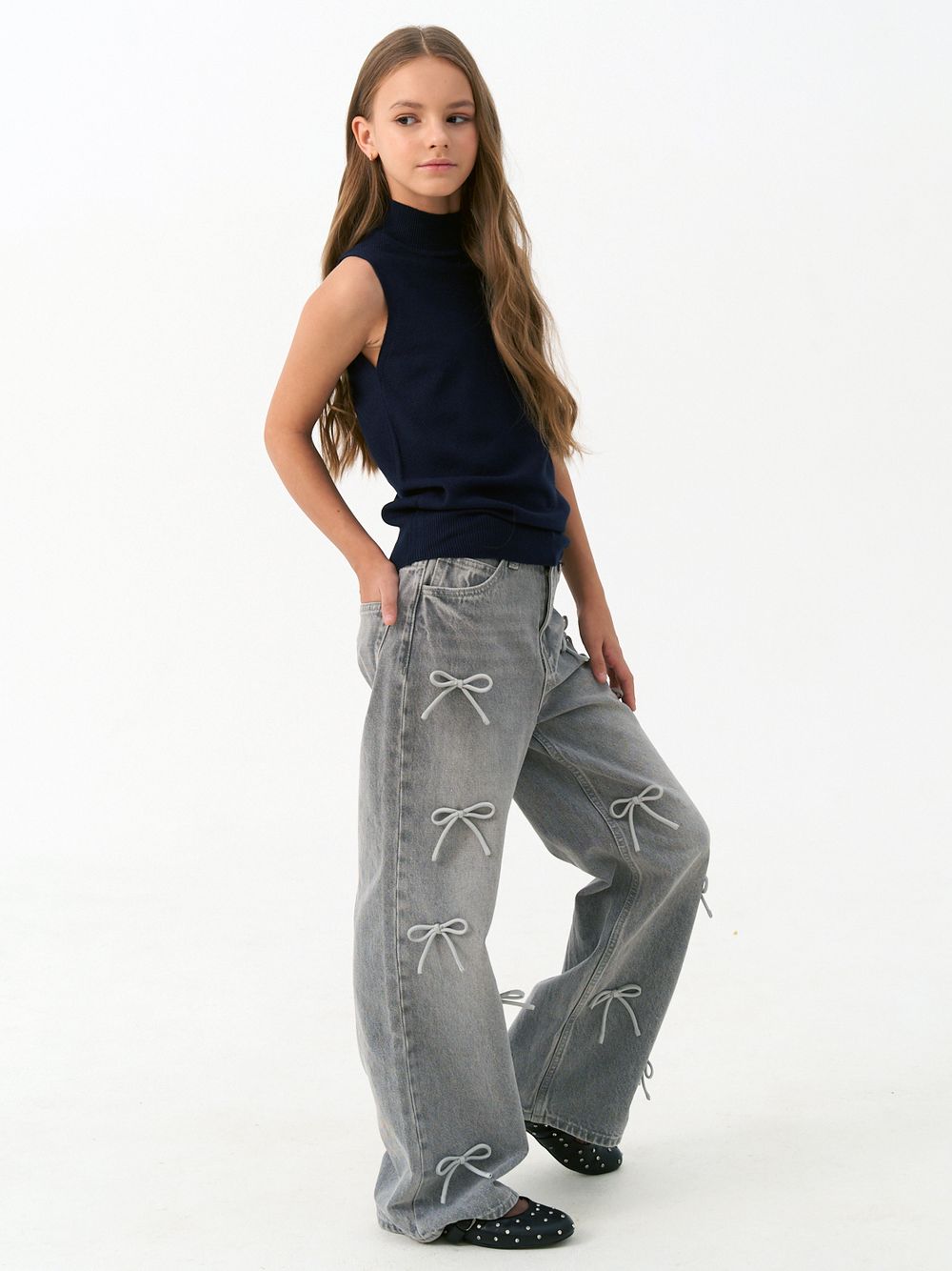 Джемпер топ с горлом 1208 синий