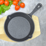 Сковорода 15см чугунная порционная, литая ручка, на подставке, тм MY REAL IRON COOK