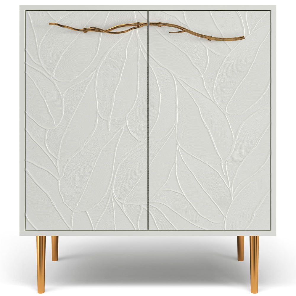 Комод Арт Колор leaves Стайл Голд с 2 полками Белый опал
