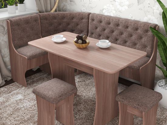 Кухонный уголок bravo "Оливьер" (Ясень Шимо темный/Рогожка Savana Latte (AT)) -G/Л3